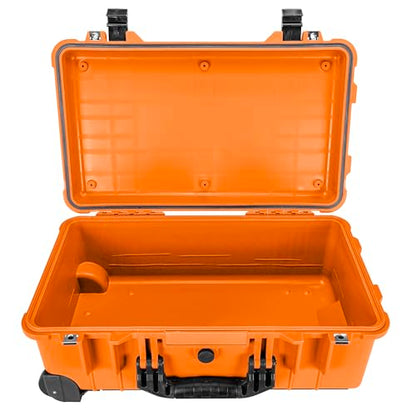 Eylar 22" Carry-On Travel Roller Gear, Camera, Drones, Tools, Equipment Hard Case Waterproof with Foam (Orange) - color: Orange