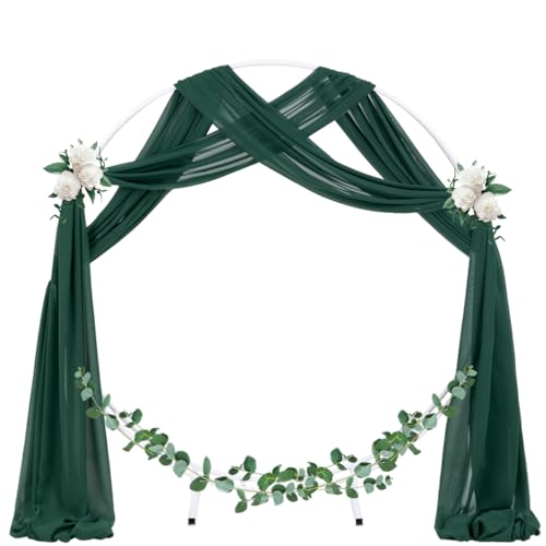 Socomi Wedding Arch Draping Fabric 2 Panels 29" x 19Ft Emerald Green Sheer Chiffon Curtain Drapes 6 Yards for Wedding Ceremony Birthday Party Decoration - color: Emerald Green, size: 29"W x 216"L (Pack of 2)
