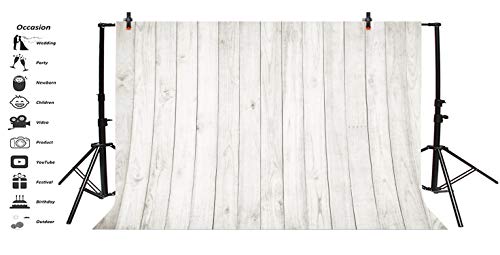 Yeele 9x6ft Vintage Wood Backdrop Retro Rustic White and Gray Wooden Floor Background for Photography Kids Adult Photo Booth Video Shoot Vinyl Studio Props