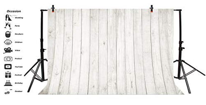 Yeele 9x6ft Vintage Wood Backdrop Retro Rustic White and Gray Wooden Floor Background for Photography Kids Adult Photo Booth Video Shoot Vinyl Studio Props