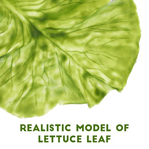 Artificial Lettuce Leaves: Fake Green Leaf Lettuce - PVC Realistic Fake Green Leaves for House Kitchen Party Pub Easter Spring Photography Prop Food Plating
