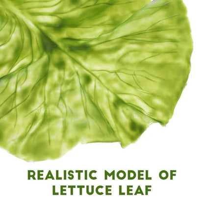 Artificial Lettuce Leaves: Fake Green Leaf Lettuce - PVC Realistic Fake Green Leaves for House Kitchen Party Pub Easter Spring Photography Prop Food Plating