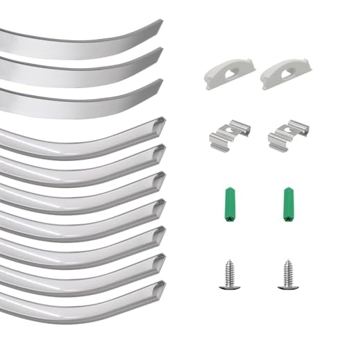 10-Pack Bendable LED Channel, 3.3ft/1M Flexible Aluminum LED Strip Channel with Frosted White Diffuser Cover, Recessed Mount LED Light Track for 12.5mm Wide Tape Light, Curved Wall, Ceiling, Cabinet - color: Silver Aluminum + White Cover, size: 3.3FT/10P/