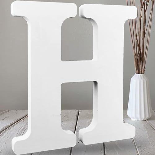 AOCEAN 12 Inch White Big Wood Letters Unfinished Wooden Letters for Wall Decor Decorative Standing Letters Slices Sign Board Decoration for Craft Home Party Projects (H) - color: H