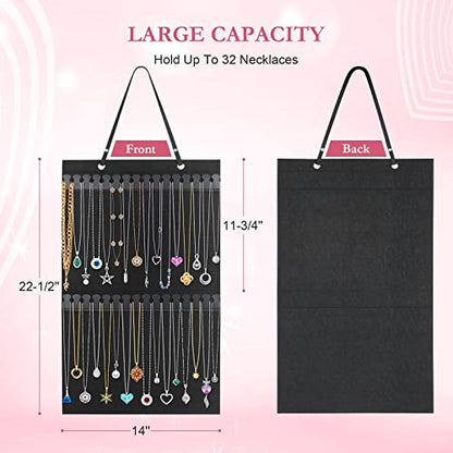 Caffox Hanging Necklaces Holder, Large Jewelry Organizer for Necklaces, Bracelets, and Ankles, Necklaces Display Storage Hanger for Wall, Closet and Door - style: Necklaces Holder