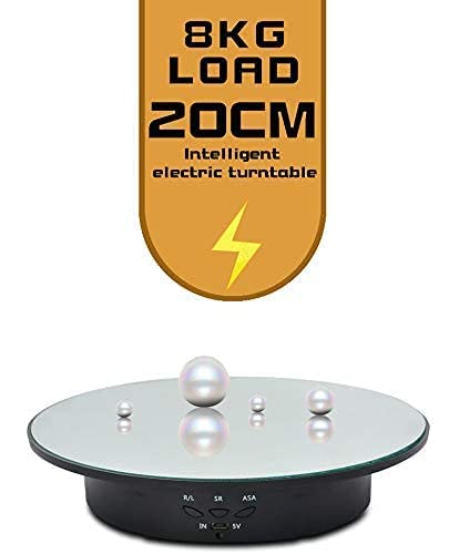 JAYEGT Motorized Rotating Display Stand, 7.87inch /17.6lbs Load, 360 Degree Electric Rotating Turntable for Photography Products, Jewelry, Cake,3D Model , Mirror Cover (Black/Button Control) - color: Black