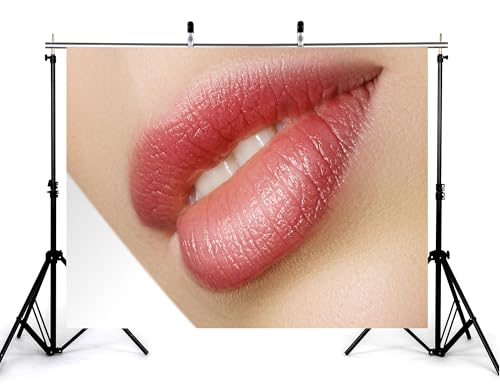 7x5ft Glossy Pink Lips Backdrop Beauty Makeup Photography Background for Party Cosmetics Themed Event Beauty Shoot Decorations Tapestry Photo Booth Props - size: 7x5ft
