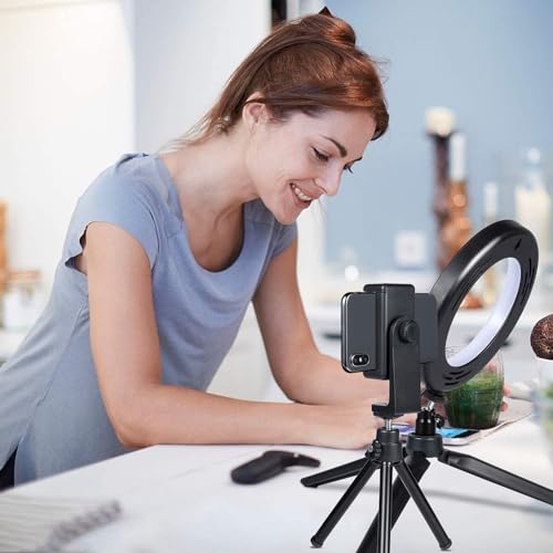 LED Ring Light 6" with Tripod Stand for Desk YouTube Video and Makeup, Mini Camera Light with Cell Phone Holder Desktop LED Lamp with 3 Light Modes & 11 Brightness Level (6 inch) - size: 6 inch with Tripod Stand
