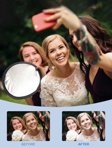 Selens 2 in 1 Foldable 17inch/45cm Light Reflecto,Collapsible Disc Photography Reflector Silver,Gold for Portable Portrait Photography and Outdoor Lighting - size: 2 in 1 17inch (Gold/Silver)