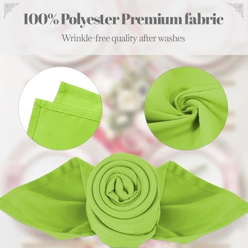 PLOYMONO Grass Green Heavy Duty Cloth Napkins - 17 x 17 Inch Solid Washable Polyester Dinner Napkins - Set of 8 Napkins with Hemmed Edges - Great for Weddings, Parties, Banquets Dinner & More - color: Grass Green