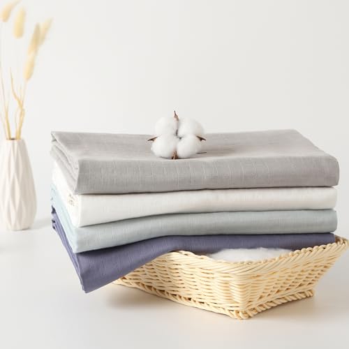 POMISO Muslin Swaddle Blankets for Boys & Girls, Newborn Receiving Blankets, 4 Pack Soft Breathable Baby Swaddles, Large 47x47 Inches, Grey Blue White Green - color: Grey Blue White Green