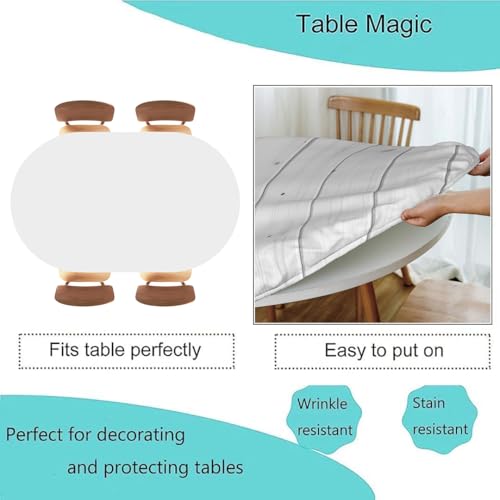 Wood Texture Background Oval Table Cloth Cover Fitted Tablecloth with Elastic Edge Tablecloths Washable Cloths for Parties, Restaurants, Gatherings, Fits 48"x80" Oval TablesStyle 121 - color: Wood Texture -10, size: 80" x 48" (Oval)