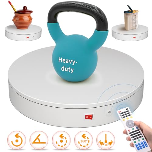 7.9In Remote Motorized Electric Turntable Rotating Display Stand Spinning Rotating Platform 360 Photography Turntable lazy susan base giratoria para for Photography,Display(Load Range:40~100lbs) - size: 7.9inch/White/100Lbs Load