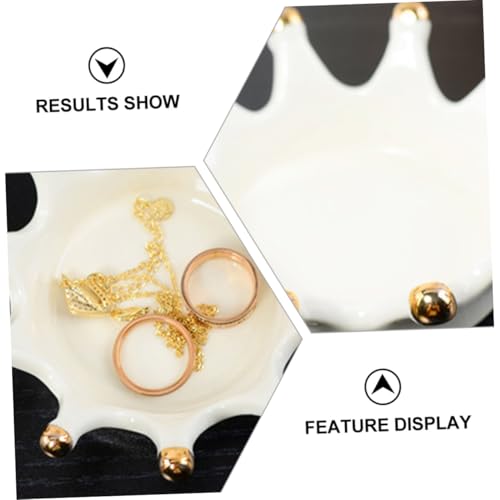 SUPVOX Crown Ceramic Jewelry Tray Decorative Earring Ring Dish Photo Prop Organizer for Vanity Table Key Storage