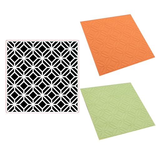 Arbuya Geometric Background Plastic Embossing Folder (5.9"x5.9''| Geometric Pattern) Paper Crafts Plastic 3D Textured Impressions for Card Making Scrapbooking