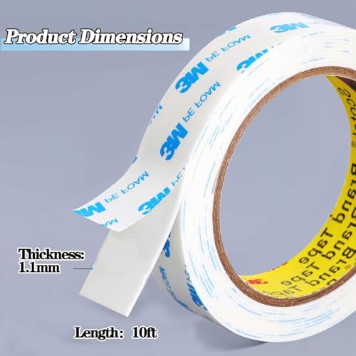 Double Sided Tape Heavy Duty, 3/4in×10ft Picture Hanging Strips for Posters, Removable Waterproof No Wall Damage Foam Tape, Adhesive Mounting Tape for Paint Wall - size: 3/4in×10ft