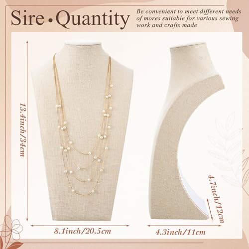 Kigley 3 Pcs Linen Jewelry Display Bust Necklace Display Stand Necklace Mannequin Holder for Jewelry Selling Trade Shows - size: 13.4 x 8.1 Inch