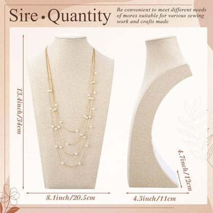 Kigley 3 Pcs Linen Jewelry Display Bust Necklace Display Stand Necklace Mannequin Holder for Jewelry Selling Trade Shows - size: 13.4 x 8.1 Inch