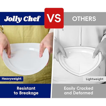 JOLLY CHEF 100 Pieces White Plastic Plates-10 Inch Elegant Disposable Plastic Plate, Disposable White for Weddings,Parties,Christmas,Birthdays and Events - style: White-100