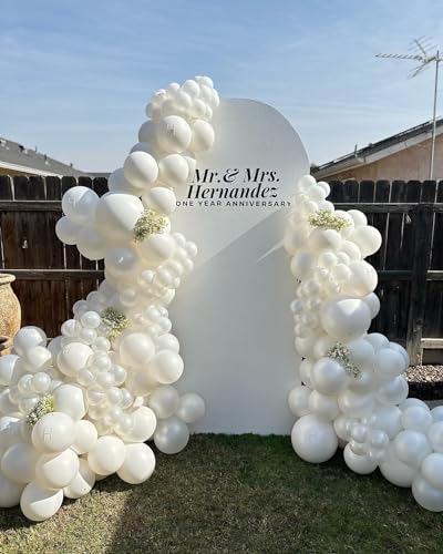 White Double Stuffed Balloons Different Size 115Pcs 5/10/12/18" White Balloon Arch Garland kit for Birthday Baby Shower Bridal Shower Gender Reveal Wedding Theme Party - color: Pure White