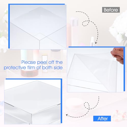 6 Pcs Acrylic Risers for Display Clear Risers Display Stands with Hollow Bottoms 5 Sided Acrylic Cube Boxes Square Nesting Cubes Decorative Stand Shelf for Food Dessert Jewelry Figures Decor 6 Sizes