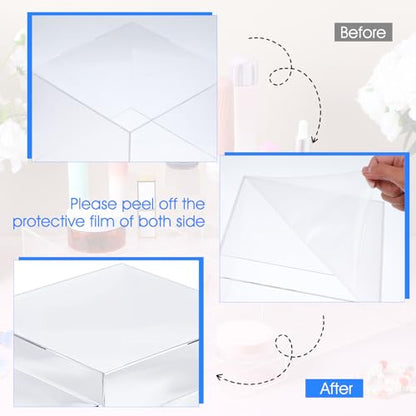6 Pcs Acrylic Risers for Display Clear Risers Display Stands with Hollow Bottoms 5 Sided Acrylic Cube Boxes Square Nesting Cubes Decorative Stand Shelf for Food Dessert Jewelry Figures Decor 6 Sizes