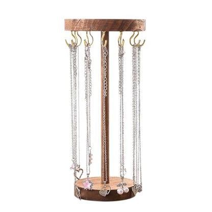 Jewelry Holder Stand, 10" Tall Necklace Organizer Rack, Wood Display Storage for Necklaces, Bracelets, Rings, Earrings, Aesthetic Room Décor for Girls and Women