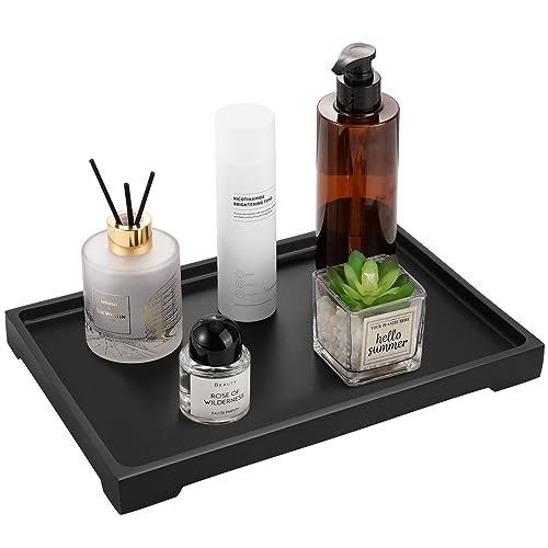Luxspire Vanity Tray, Bathroom Tray Toilet Tank Storage Tray, Resin Kitchen Sink Trays, Vanity Countertop Organizer for Candles Soap Towel Perfume Holder Dish Decorative Serving Trays -Large- Black - color: C - Black, style: Large