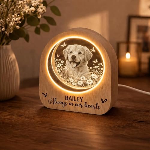 Personalized Photo Pet Memorial Night Light, Custom Dog Photo LED Night Light for Mom, Angel Memorial Keepsake, Sympathy Gift, Dog Mom Gift, Pet Lover Gifts - color: Style 13