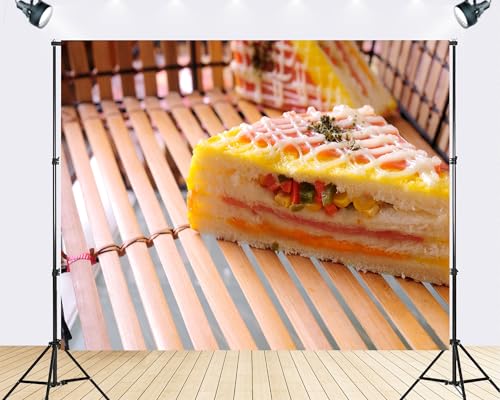 Trykid 10x10ft Yellow Orange Sandwich Cake Backdrop Savory Snack Scene Food Photography Background Bakery Cafe Dessert Shop Party Decoration Tapestry Photo Booth Prop Fabric - size: 10x10ft
