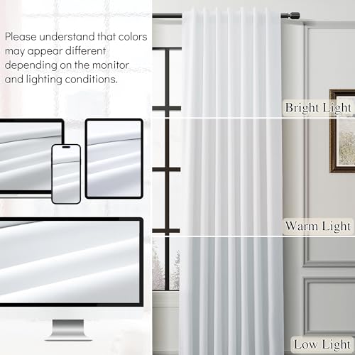 Guken Beige White 100% Blackout Linen Curtains 84 Inches Long 2 Panels Back Tab Hook Belt Country Farmhouse Black Out Room Darkening Thermal Insulated Noise Reducing Curtain Living Room Bedroom 52x84 - color: Beige White, size: 52"W x 84"L (Pack of 2)
