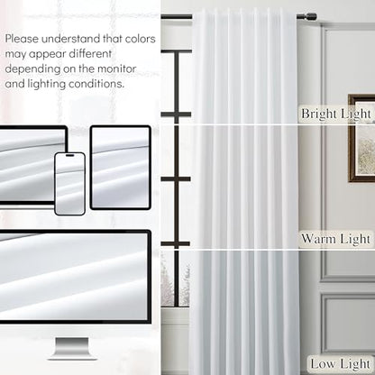 Guken Beige White 100% Blackout Linen Curtains 84 Inches Long 2 Panels Back Tab Hook Belt Country Farmhouse Black Out Room Darkening Thermal Insulated Noise Reducing Curtain Living Room Bedroom 52x84 - color: Beige White, size: 52"W x 84"L (Pack of 2)