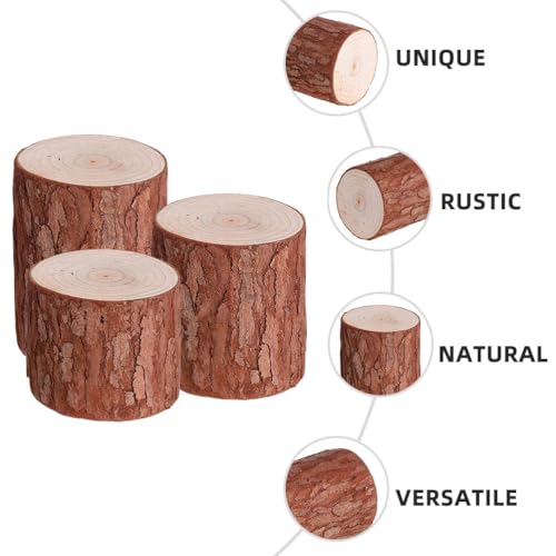 Wooden Pile Ornaments 3.94 Inch Cedarwood Small Tree Stump Stand Rustic Wood Stump Decor for Photography Props DIY Decoration and Display Base