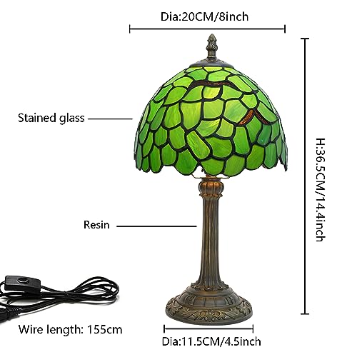 Tiffany Stained Glass Small Table lamp, Cute and Unique Green Leaf Style Bedside Table, Bedroom Living Room Kitchen countertop Decoration Table lamp, Atmosphere lamp - color: Tiffany Lamp T