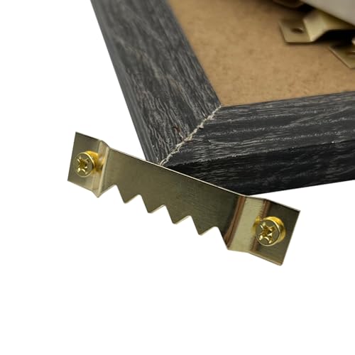 30 Pack Large Sawtooth Picture Hangers Steel Picture Hanging Picture Frames Hangers with Screws Picture Hang Solutions, for Hanging Artwork Picture Frame Hook Photos (Gold，Supports 50 lbs) - color: Large Gold - 30 Pack
