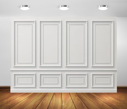 6x4ft Fabric Empty White Room Wall Backdrop Interior Classical Vintage Wall Photography Background Wedding Baby Shower Photo Studio Props - size: 6x4FT