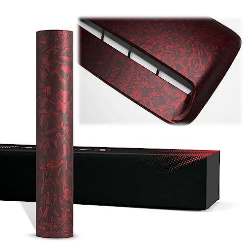 2pcs 4"x8" (10cmx20cm) Sample PET Marble Forged Carbon Fiber Textured Matte Red Vinyl Wrap Auto Car Sticker Decal Film Sheet Bubble Free Air Release Technology - size: 2pcs 4"x8" (10cmx20cm) Sample