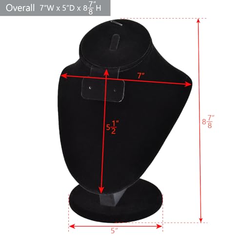 MOOCA Jewelry Display, Black Velvet Stand, Necklace Mannequin, Adjustable Hook, Wood Base, Fits Choker Necklaces, Jewelry Storage - color: Black Velvet