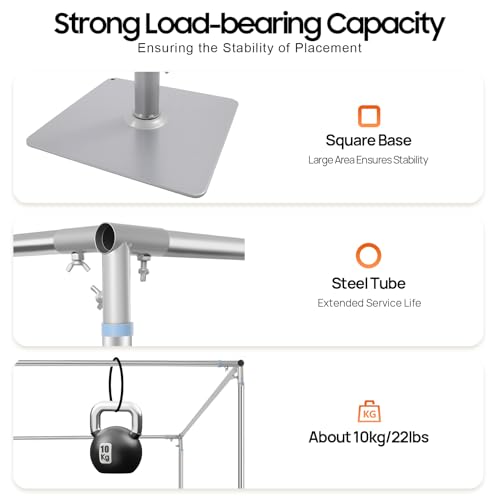 10ft Square Backdrop Stand, Adjustable 4 Post Hardware Kit, Heavy Duty Portable Backdrop Stand Canopy Frame Kit with Metal Base Photo Back Drop Holder for Wedding Birthday Party Photography Decoration