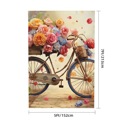 Flower Bicycle Backdrop Background for Photography 5x7ft Photobooth Professional Photo Backdrop Curtains Video Photography Studio Photo Backgrounds Banner BoothScreen Parties - color: Flower Bicycle