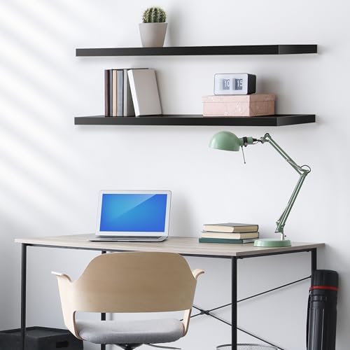 Sorbus Floating Shelves for Wall - 48 Inch Long Bathroom Shelves, Wall Decor for Bedroom, Kitchen, Living Room & Book Storage - Mounted Floating Shelf with Invisible Brackets (Black, 2 Pack) - color: Black, size: 48 Inch, style: 2 Pack