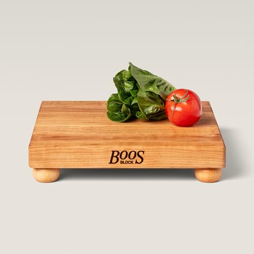 John Boos B Series Square Wooden Maple Cutting Board 12”x12” – 1.5” Thick, 6-lb Non-Reversible Butcher Block with Wood Bun Feet & Edge-Grain - color: Maple with Wood Feet, size: 12"L x 12"W
