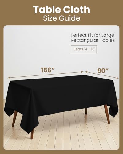 Utopia Kitchen Rectangle Table Cloth 2 Pack(90x156 Inches, Black), Tablecloth Machine Washable, Polyester Table Cover for Dining, Buffet Parties, Picnics, Events, Weddings and Restaurants - color: Black, size: 2 Pack 90x156 Inch Tablecloth