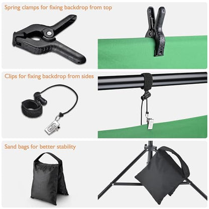 AW 8.5x10ft Backdrop Stand Support System with 4X Clamps 2X Clips 2X Sand Bags 1x Carry Bag for Parties Events Photography - size: 10'x8.5'
