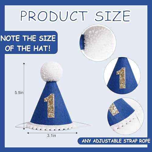 KOJIN 1st Birthday Hat for Baby Girl/Boy - First Birthday Decorations, Cake Smash Photo Prop - color: Navy Blue