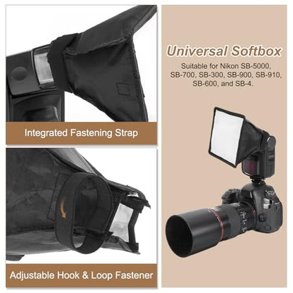 PATIKIL 7.5" x 9" Flash Diffuser Light SoftBox, Universal Collapsible Flash Diffuser with Storage Pouch for SB-5000 SB-700 SB-300 SB-900 SB-910 SB-600 SB-4, Black - size: 7.5" x 9"