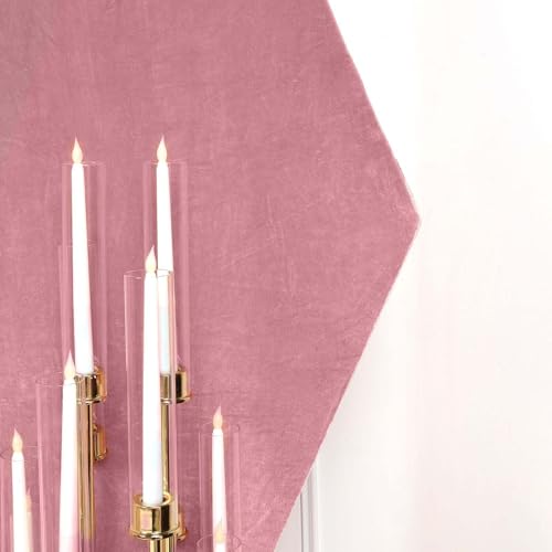 Efavormart 8ft x 7ft Dusty Rose Velvet Hexagon Backdrop Cover, Double Sided Premium Stretch Velvet Arch Slipcover for Luxury Weddings, Boho Events and Editorial Photography - color: Dusty Rose