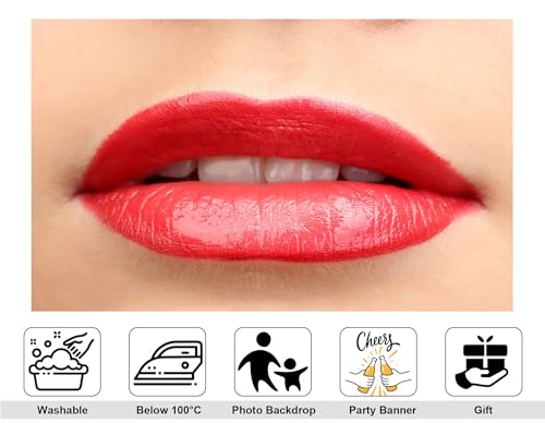 5x5ft Red Lips Backdrop Beauty Makeup Photography Background for Cosmetic Themed Party Photo Booth Decorations Tapestry Photo Booth Props - size: 5x5ft