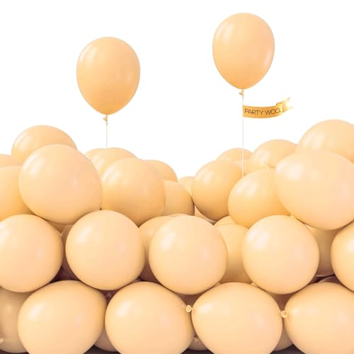 PartyWoo Nude Balloons 100pcs 5 Inch Apricot Boho Fall Neutral Latex Helium Balloons for Graduation Wedding Anniversary Birthday Boy Baby Shower Woodland Boho Theme Party Decorations Brown-F05 - color: Apricot-f05, size: 5 inch