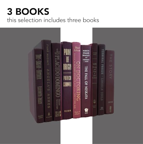 Decorative Accent for Home Decor – Real Books by Color® Interior Styling Piece for Bookshelf, Coffee Table, Design Display (Set of 3, Maroon) - color: Maroon, size: Set of 3